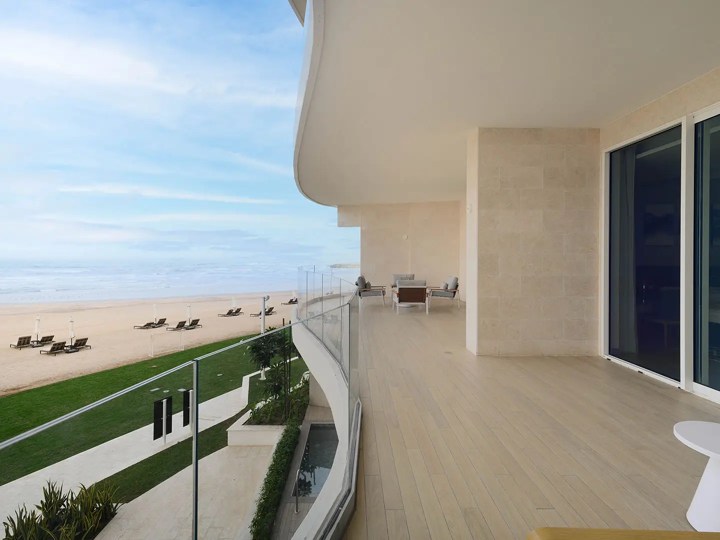 Modern villa with garden and sleek entry