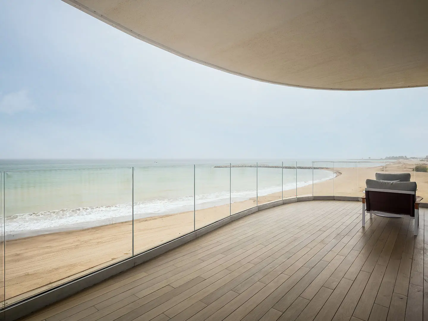 Spacious balcony with open view and sleek design