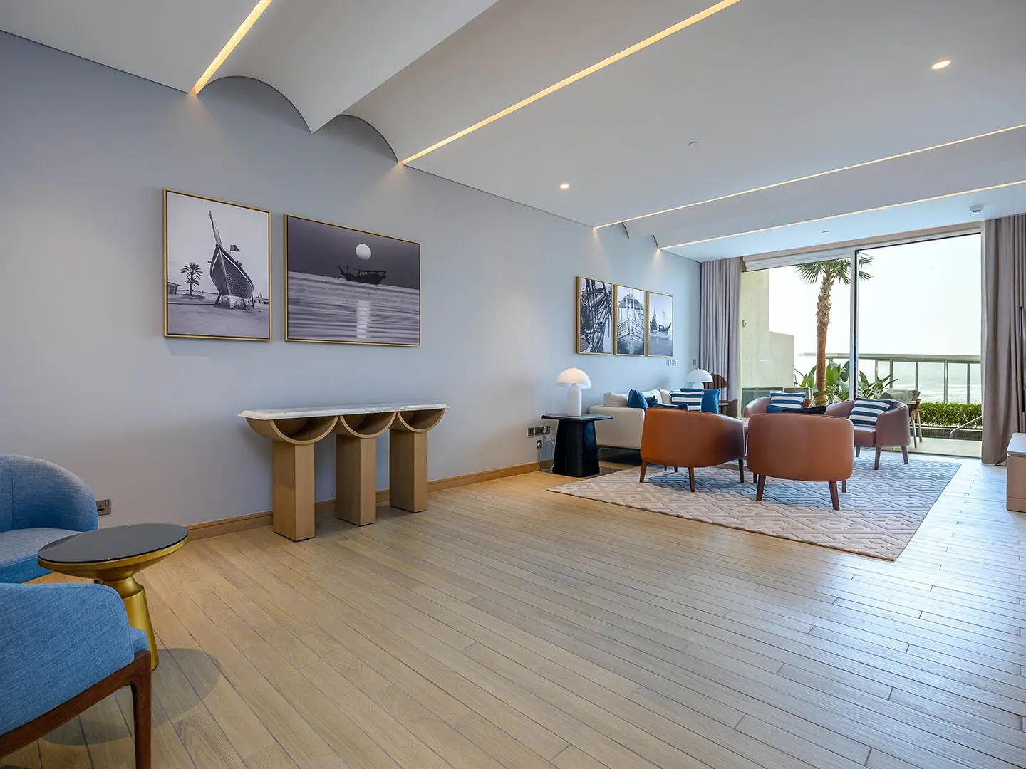 Spacious living room with bright natural lighting