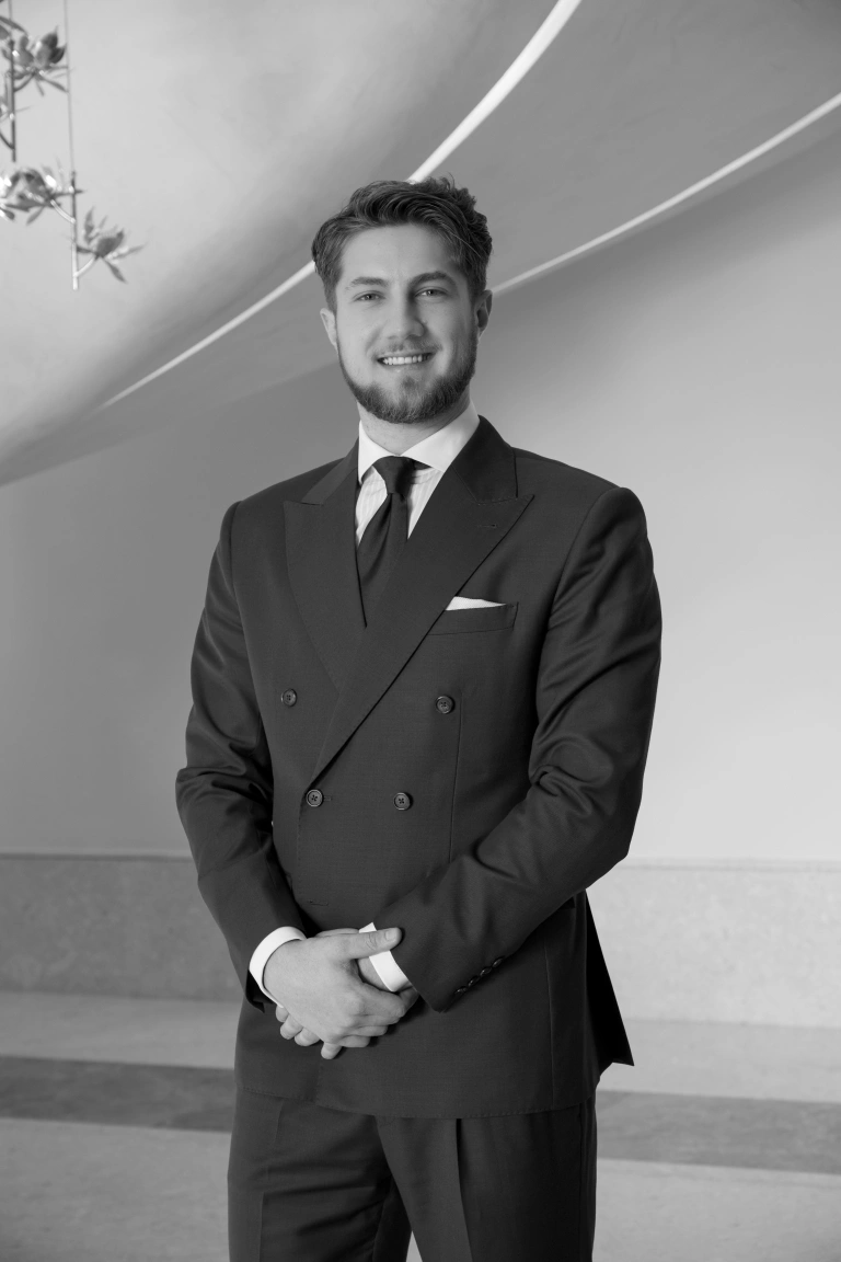 Black and white portrait of Mahmoud Al-Ghali.